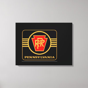 Pennsylvania Railroad Logotyp, Black & Guld Canvastryck