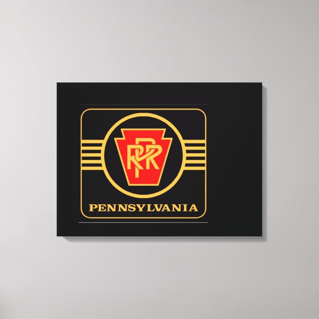 Pennsylvania Railroad Logotyp, Black & Guld Canvastryck (Framsida)