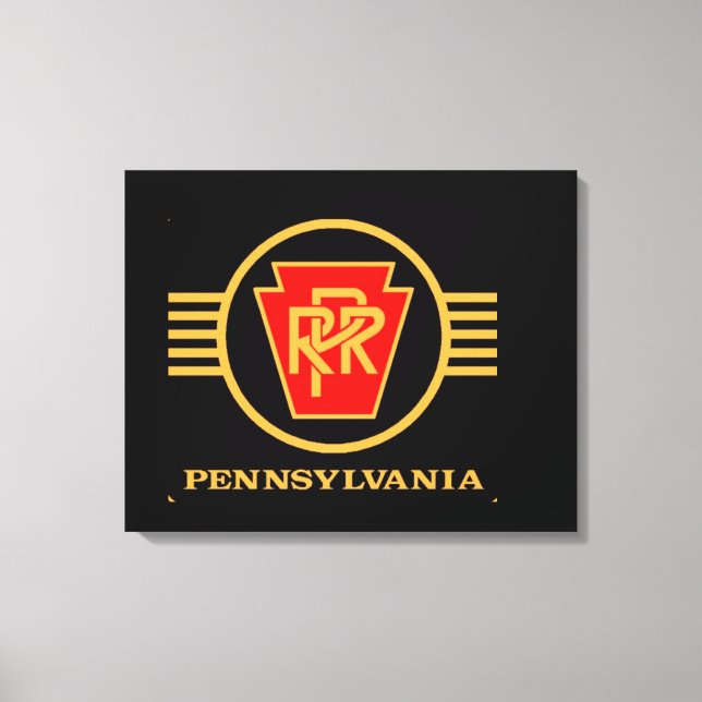 Pennsylvania Railroad Logotyp, Black & Guld Canvastryck (Framsida)