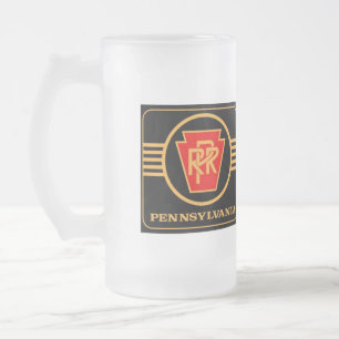 Pennsylvania Railroad Logotyp, Black & Guld  Frostat Ölglas