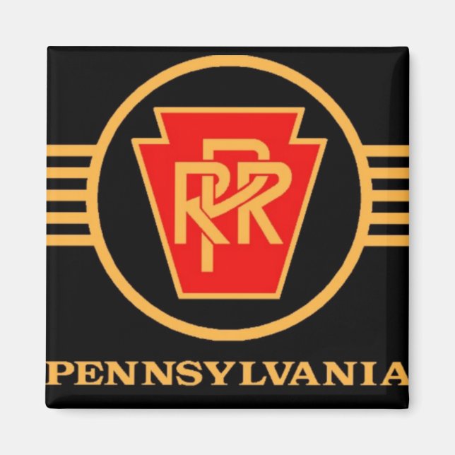 Pennsylvania Railroad Logotyp, Black & Guld Magnet (Framsidan)