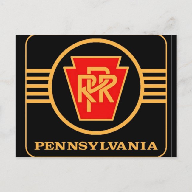 Pennsylvania Railroad-logotyp, svart och guld post Vykort (Framsida)