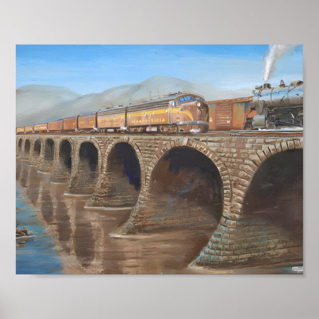 Pennsylvania Railroad på Rockville Bridge Post Poster (Framsidan)