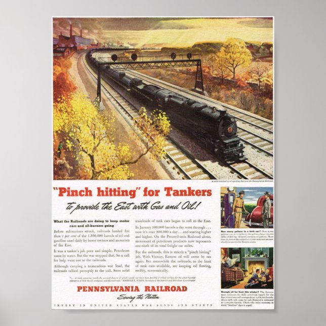 Pennsylvania Railroad Tanker Tåg 1942 Poster (Framsidan)