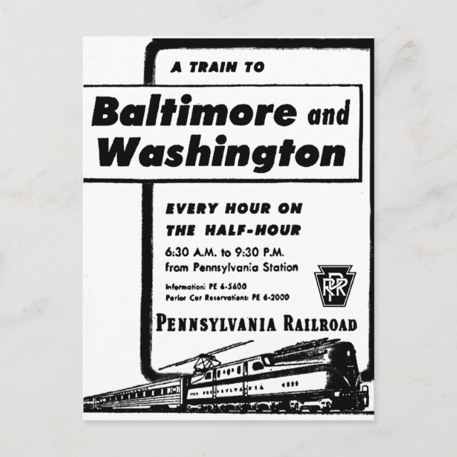 Pennsylvania Railroad Timly Tåg 1948 Vykort (Framsida)