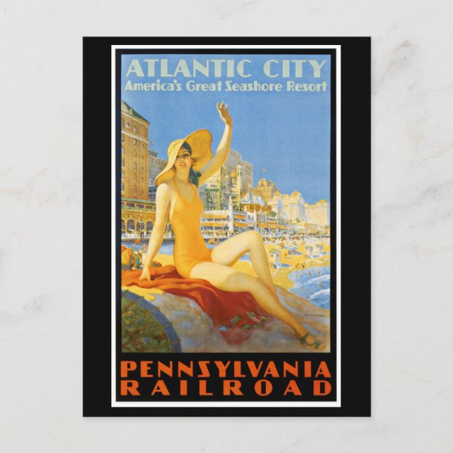 Pennsylvania Railroad to Atlantic City Postcard Vykort (Framsida)