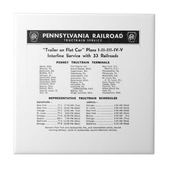 Pennsylvania Railroad TOFC Tåg   Kakelplatta (Framsidan)