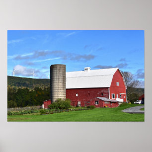 Pennsylvania Röd lada och vindkraftverk 12 x 8 Poster