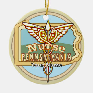 Pennsylvania Sjuksköterska Caduceus Julgransprydnad Keramik