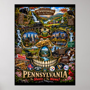 Pennsylvania Skalle Konsttryck State of Mind Poster