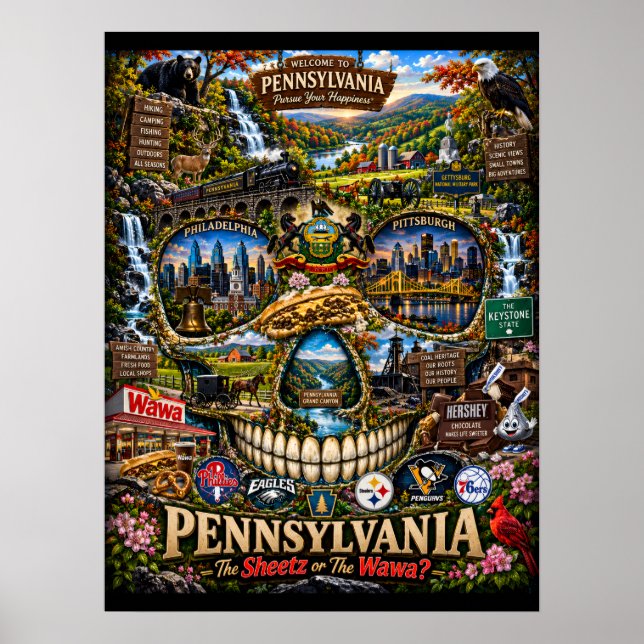Pennsylvania Skalle Konsttryck | State of Mind Poster (Framsidan)