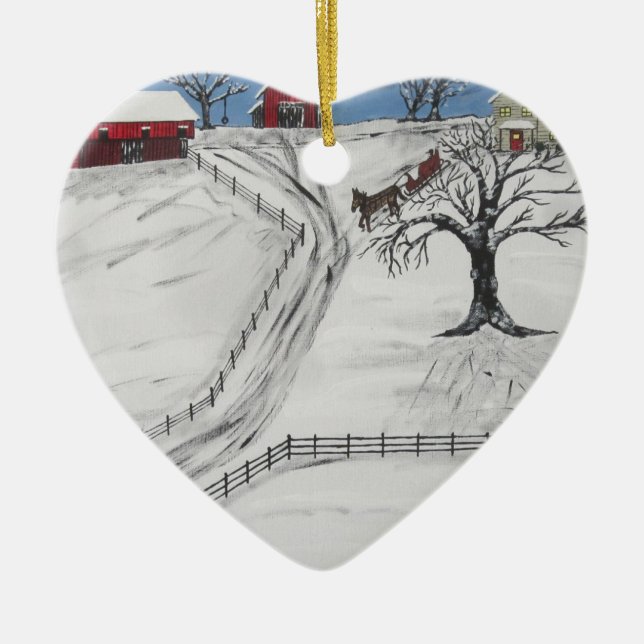 Pennsylvania Sleighritt Julgransprydnad Keramik (Framsidan)