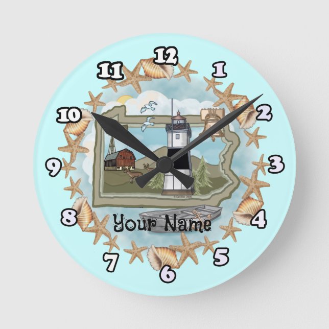 Pennsylvania Snäcka Lighthouse Rund Klocka (Framsida)