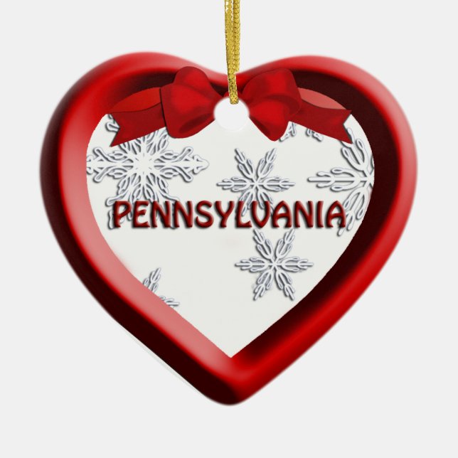 Pennsylvania Snowflake Heart Julprydnad Julgransprydnad Keramik (Framsidan)