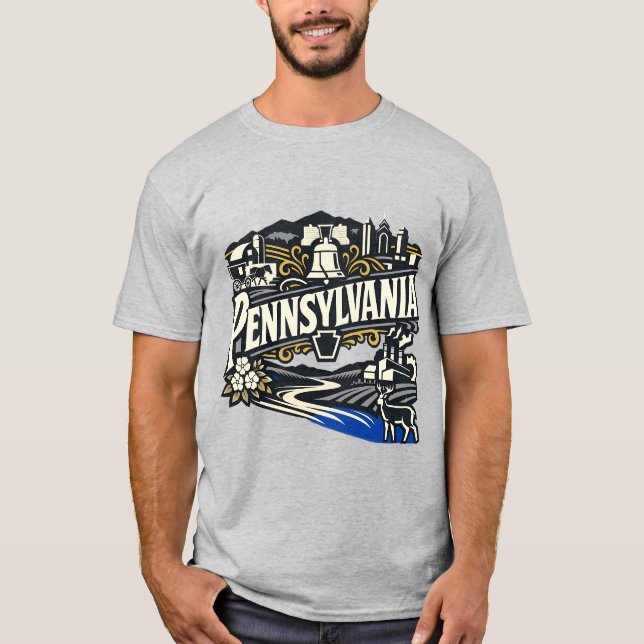 Pennsylvania State Heritage Liberty Bell Art T Shirt (Framsida)