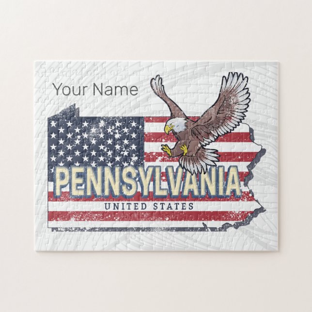 Pennsylvania State Karta United Stater Vintage USA Pussel (Horisontell)