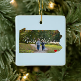 Pennsylvania State Photo infoga och namn Julgransprydnad Keramik