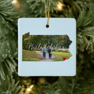Pennsylvania State Photo infoga och namn Julgransprydnad Keramik