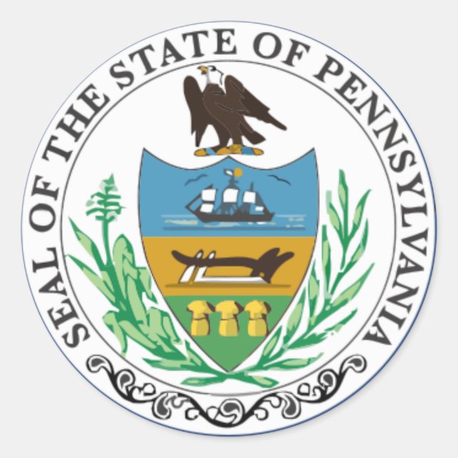 Pennsylvania State Seal Stickers Runt Klistermärke (Framsida)