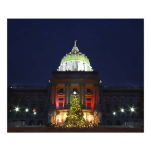 Pennsylvania-staten Huvudstad Julgran Ljus Fototryck