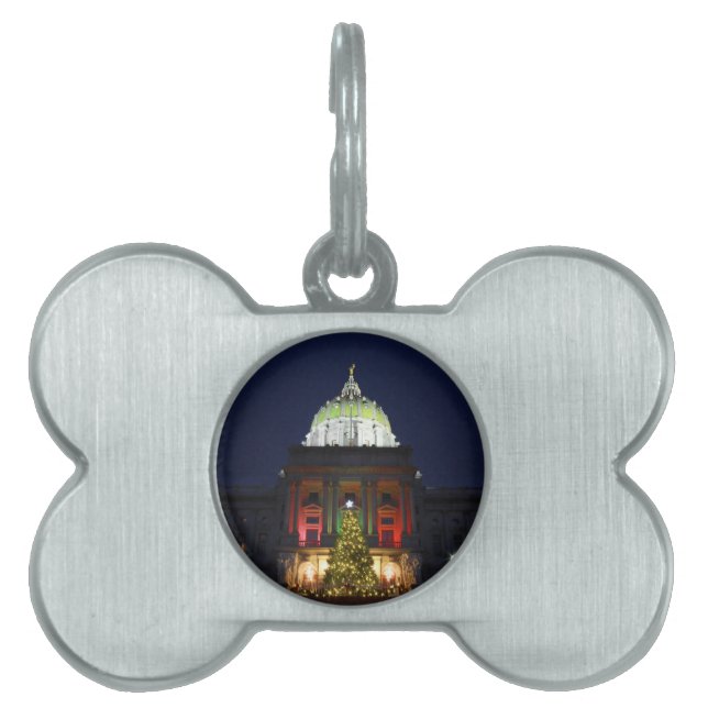 Pennsylvania-staten Huvudstad Julgran Ljus ID-bricka Husdjur (Framsidan)