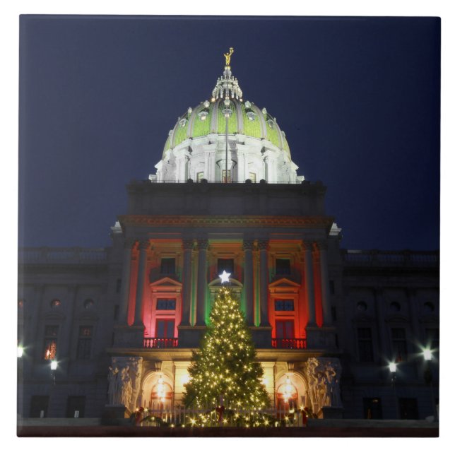 Pennsylvania-staten Huvudstad Julgran Ljus Kakelplatta (Framsidan)