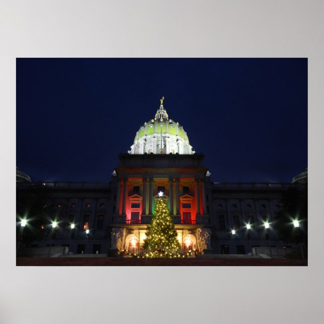 Pennsylvania-staten Huvudstad Julgran Ljus Poster (Framsidan)