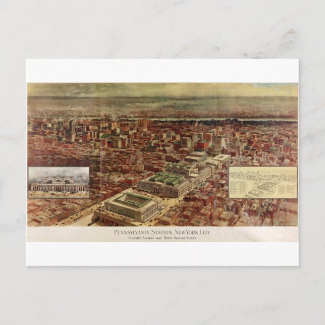 Pennsylvania Station New York 1910 Vykort (Framsida)