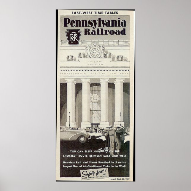 Pennsylvania Station New York, tidtabell 1941 Poster (Framsidan)