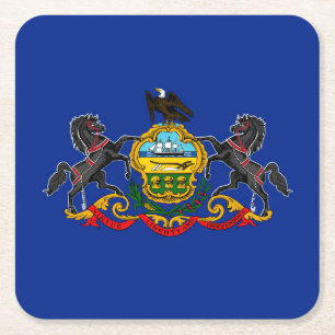 Pennsylvania Statlig flagga Design Underlägg Papper Kvadrat