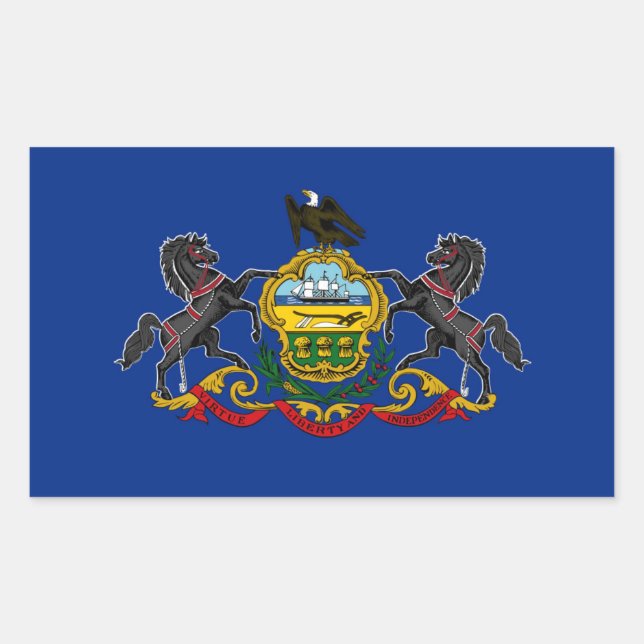Pennsylvania Statlig flagga Rektangulärt Klistermärke (Framsida)