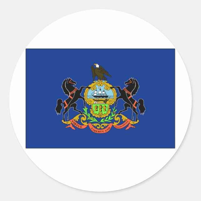 Pennsylvania Statlig flagga Runt Klistermärke (Framsida)