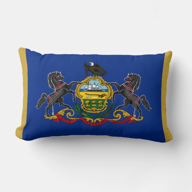 Pennsylvania Statlig flagga Skriv ut Patriotic Lumbarkudde (Framsida)