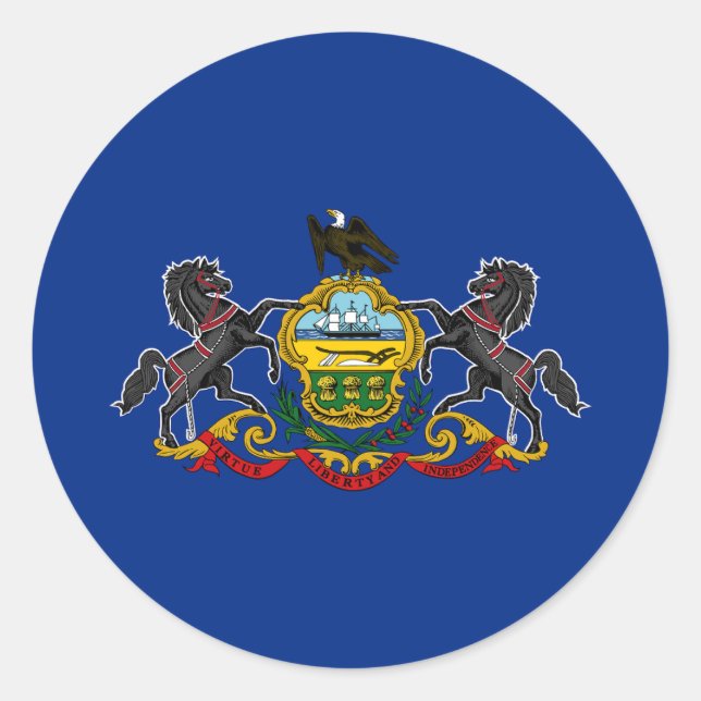 Pennsylvania statsflagga runt klistermärke (Framsida)