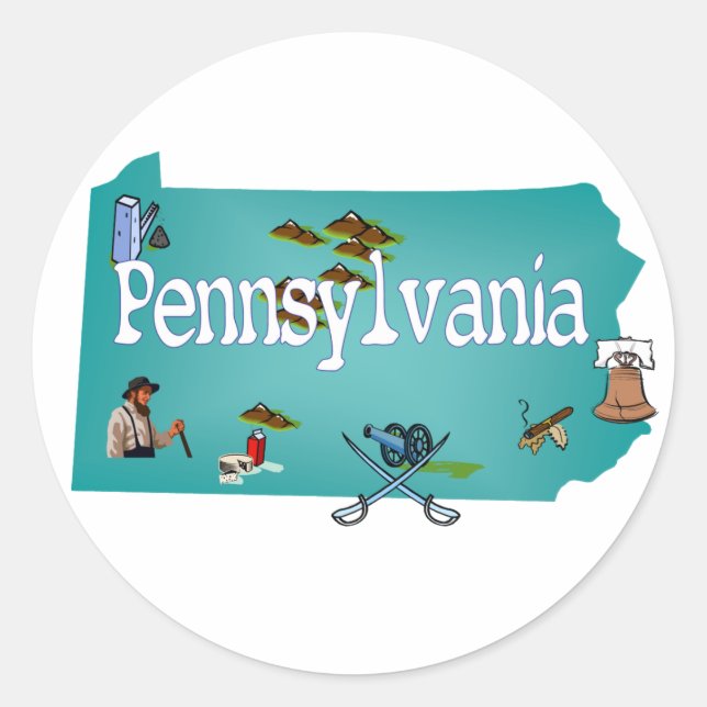 Pennsylvania Sticker Runt Klistermärke (Framsida)