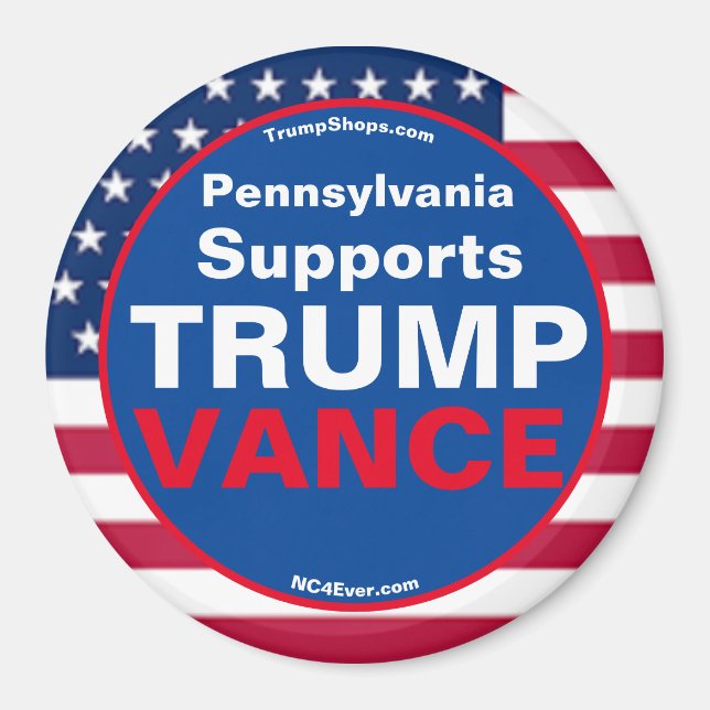 Pennsylvania stöder TRUMP VANCE-kylskåp Magnet (Framsidan)