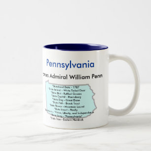 Pennsylvania symboler & karta Två-Tonad mugg