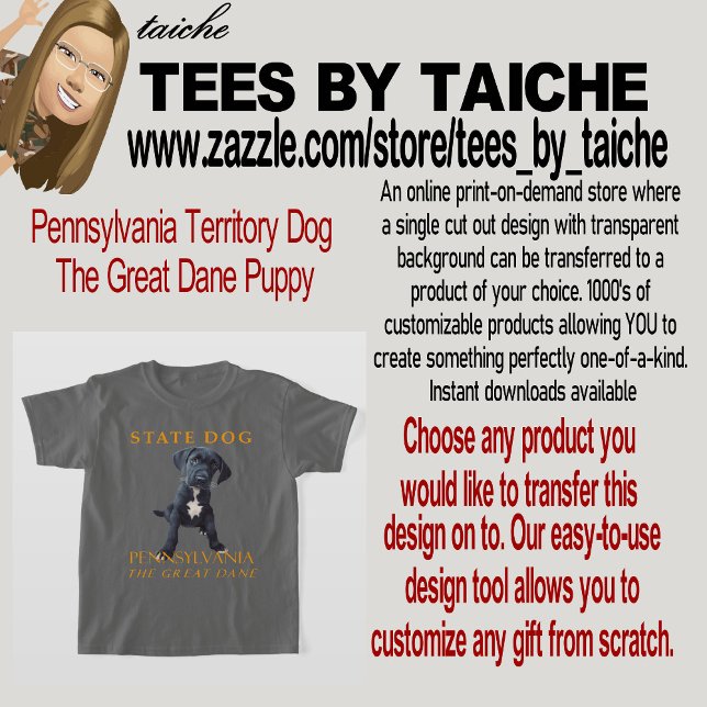 Pennsylvania Territory Hund The Great Dane Valp T Shirt (Skapare uppladdad)