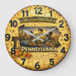 Pennsylvania The Keystone State Vintage Map Design Stor Klocka