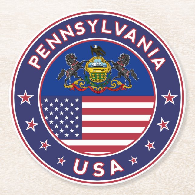 Pennsylvania Underlägg Papper Rund (Framsidan)