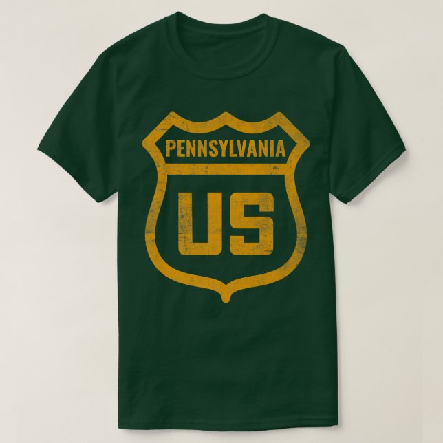 Pennsylvania - US highway distressed weathered loo T Shirt (Design framsida)