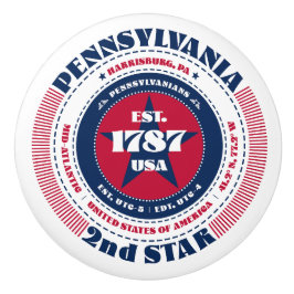Pennsylvania US State Rött vitt blått Typography Knopp
