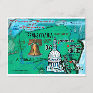 Pennsylvania USA-kort Vykort