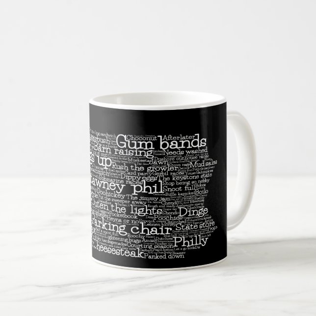 Pennsylvania USA Slang Ord Art Karta Coffee Mugg (Framsida höger)