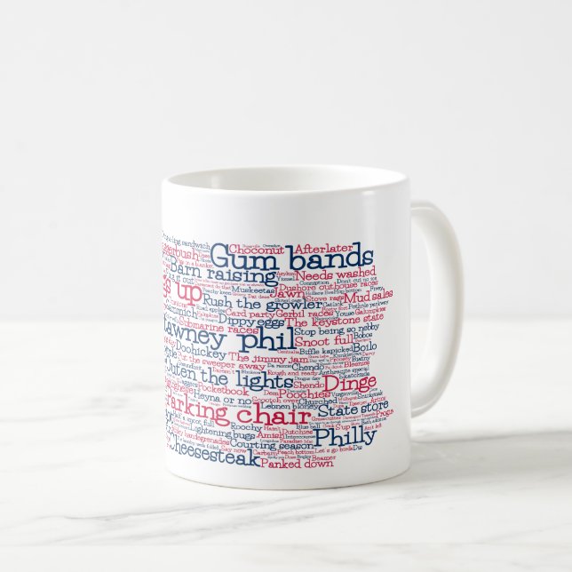 Pennsylvania USA Slang Ord Art Karta Coffee Mugg (Framsida höger)