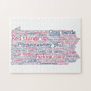 Pennsylvania USA Slang Ord Art Karta Jigszle Puzzl Pussel