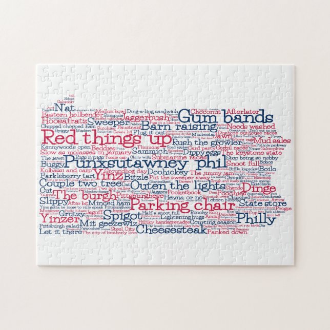 Pennsylvania USA Slang Ord Art Karta Jigszle Puzzl Pussel (Horisontell)