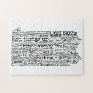 Pennsylvania USA Slang Ord Art Karta Jigszle Puzzl Pussel