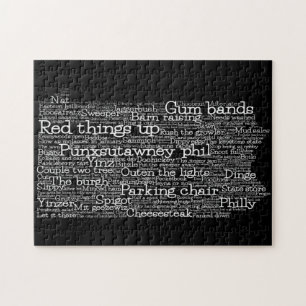 Pennsylvania USA Slang Ord Art Karta Jigszle Puzzl Pussel