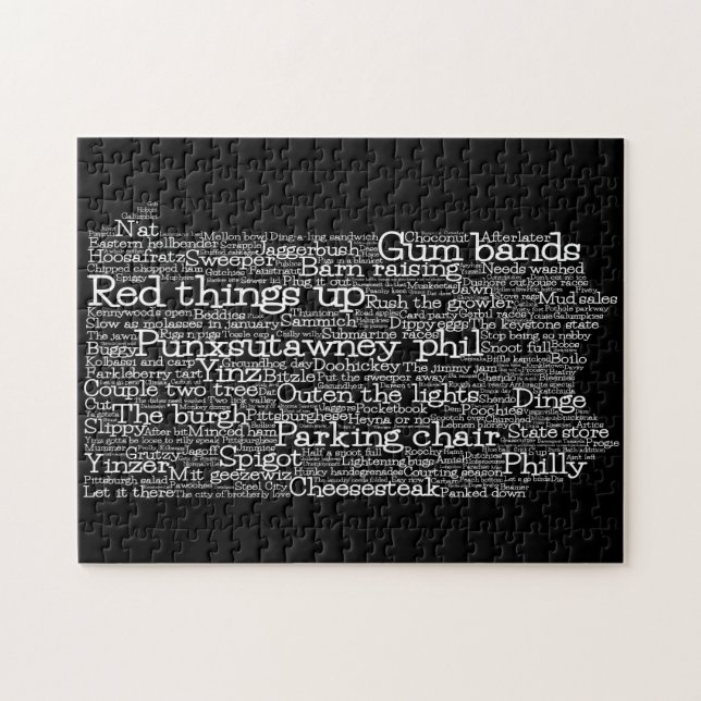 Pennsylvania USA Slang Ord Art Karta Jigszle Puzzl Pussel (Horisontell)